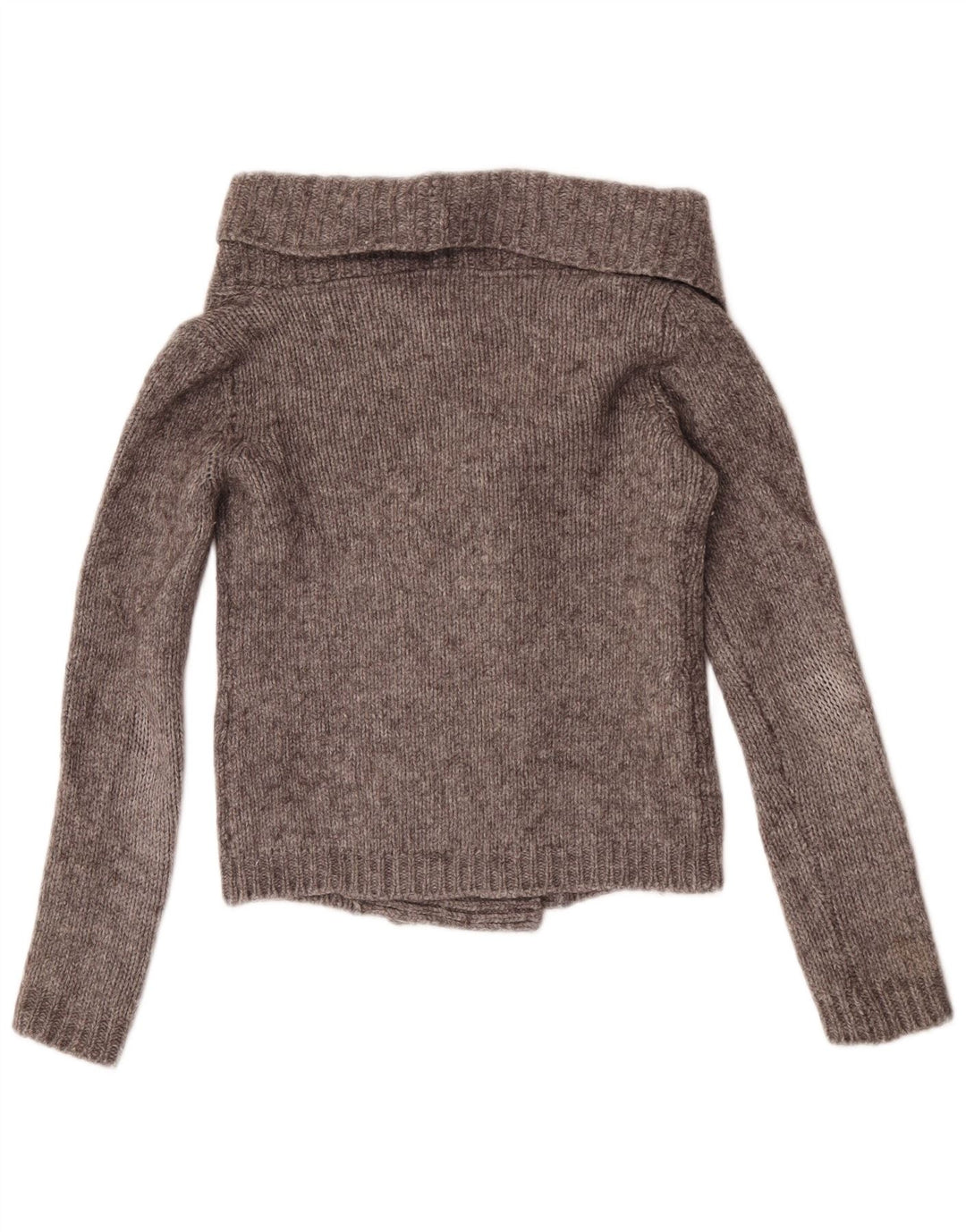 Massimo Dutti Womens Crop Cardigan Sweater UK 12 Medium Grey Wool