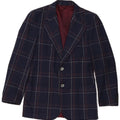 Vintage Mens 2 Button Blazer Jacket UK 36 Small Navy Blue Plaid Classic