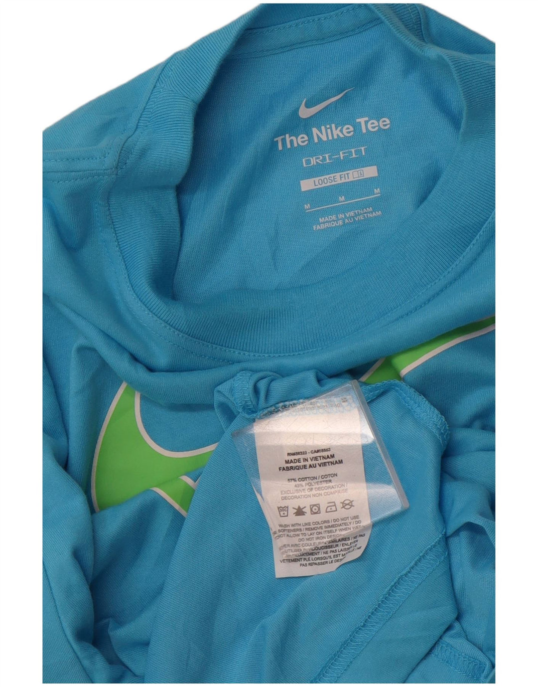 NIKE Womens Loose Fit Graphic T-Shirt Top UK 14 Medium Blue Cotton