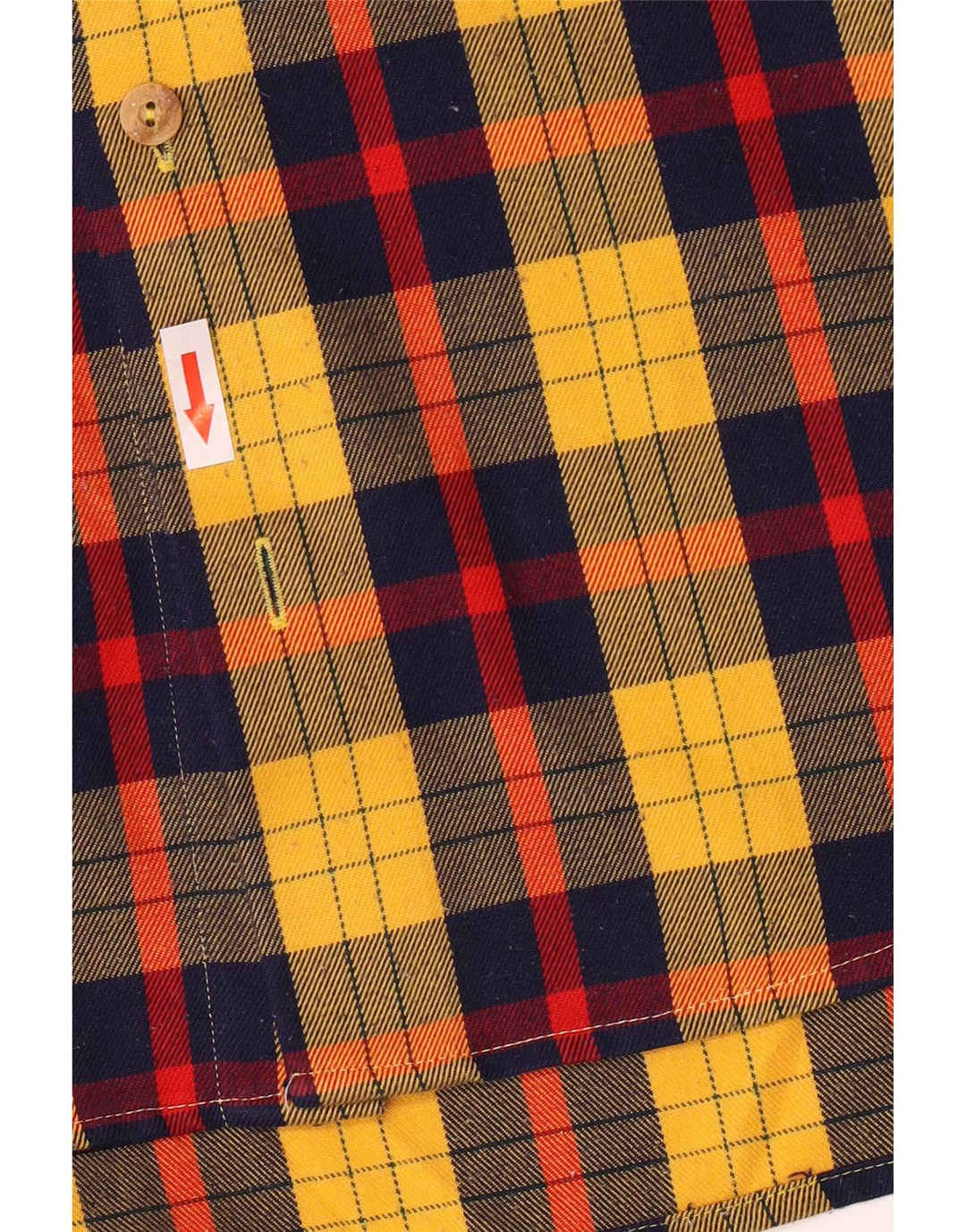 Vintage Mens Shirt Sie 40 Medium Yellow Plaid Polyester
