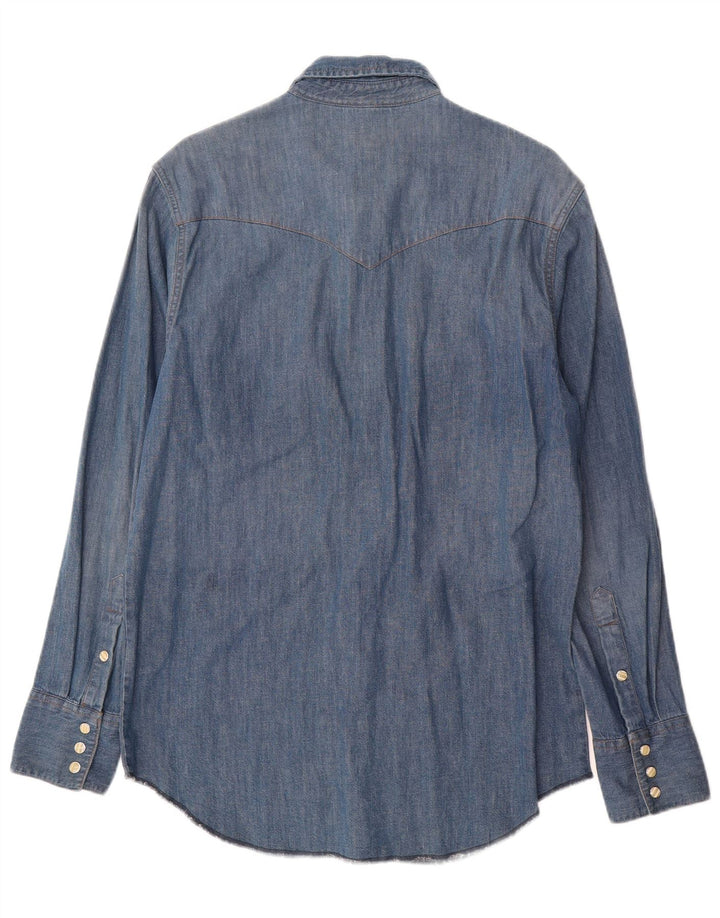 Wrangler Mens Denim Shirt Medium Blue Cotton