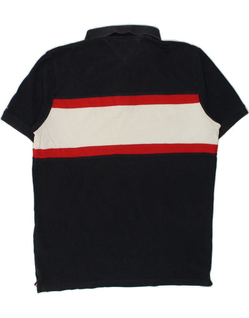 TOMMY HILFIGER Mens Slim Fit Polo Shirt Medium Navy Blue Colourblock | Vintage Tommy Hilfiger | Thrift | Second-Hand Tommy Hilfiger | Used Clothing | Messina Hembry 