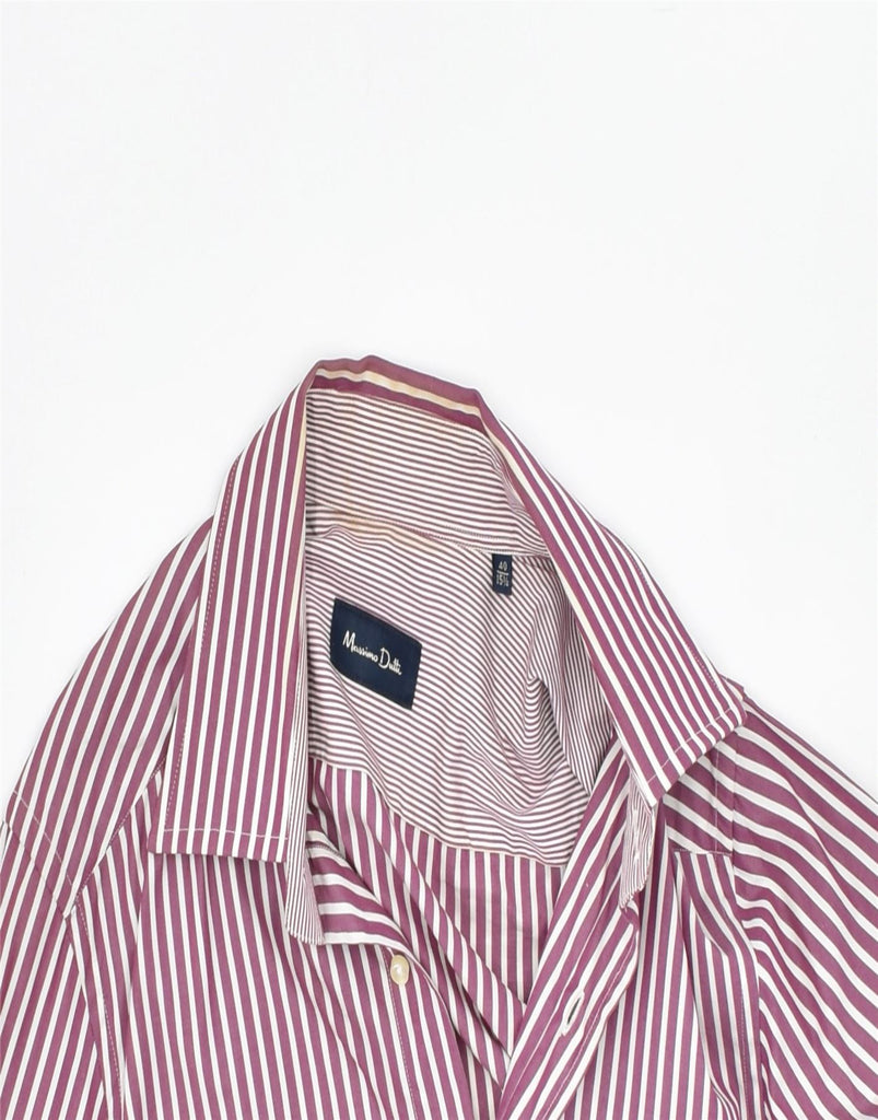 MASSIMO DUTTI Mens Shirt Size 40 15 3/4 Medium Maroon Striped Cotton | Vintage | Thrift | Second-Hand | Used Clothing | Messina Hembry 