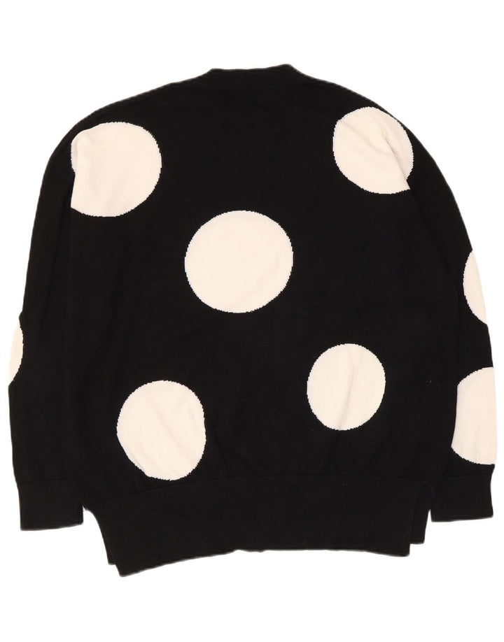 French Connection Womens Crew Neck Jumper Sweater UK 10 Small Black Spotted