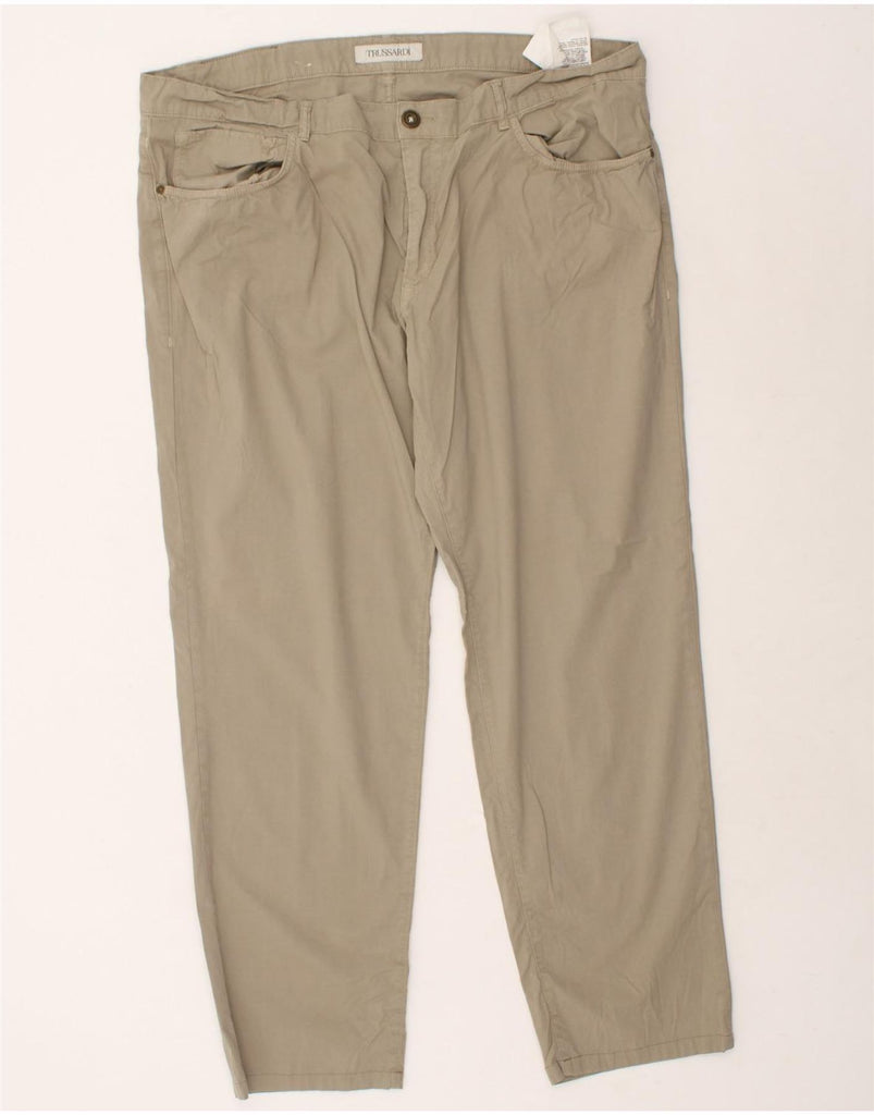 TRUSSARDI Mens Straight Casual Trousers W44 L32 Beige Cotton | Vintage Trussardi | Thrift | Second-Hand Trussardi | Used Clothing | Messina Hembry 