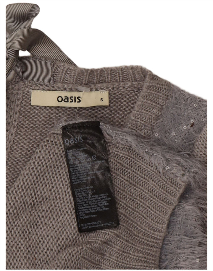 Oasis Womens Boat Neck Jumper Sweater UK 10 Small Grey Polyamide