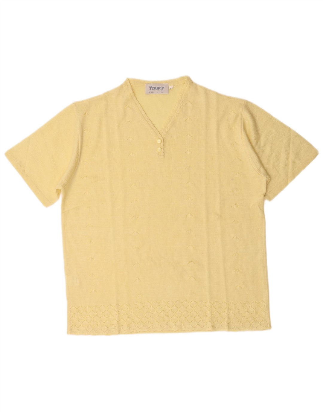 Vintage Womens Knit Blouse Top IT 50 XL Yellow Acrylic