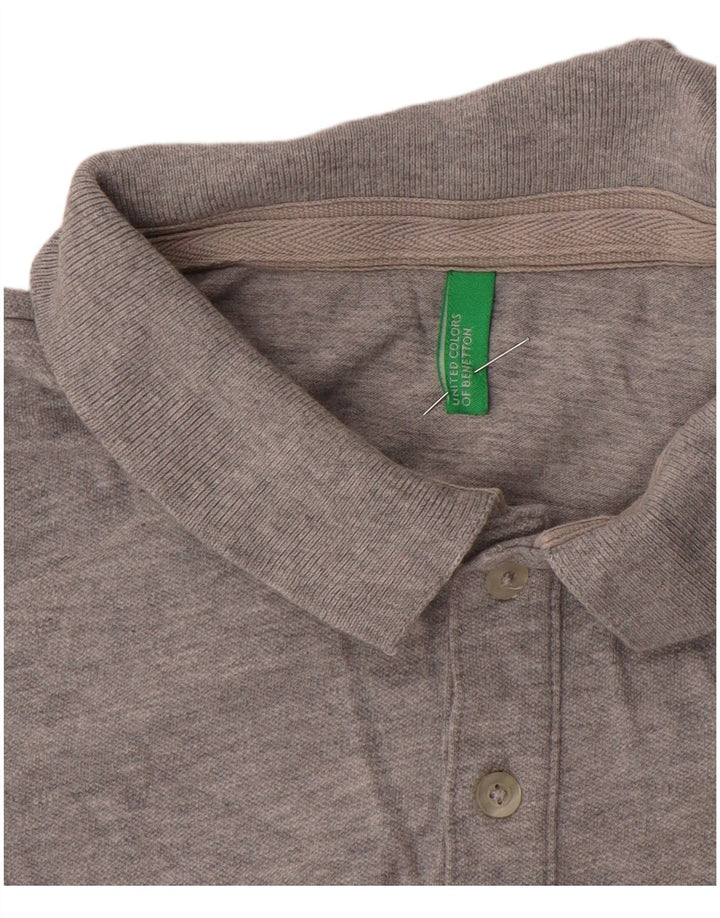 Benetton Mens Polo Shirt UK 14 Medium Grey