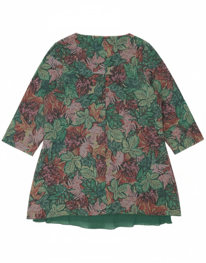 CASAMIA Womens 3/4 Sleeve Basic Dress UK 10 Small Green Floral Viscose