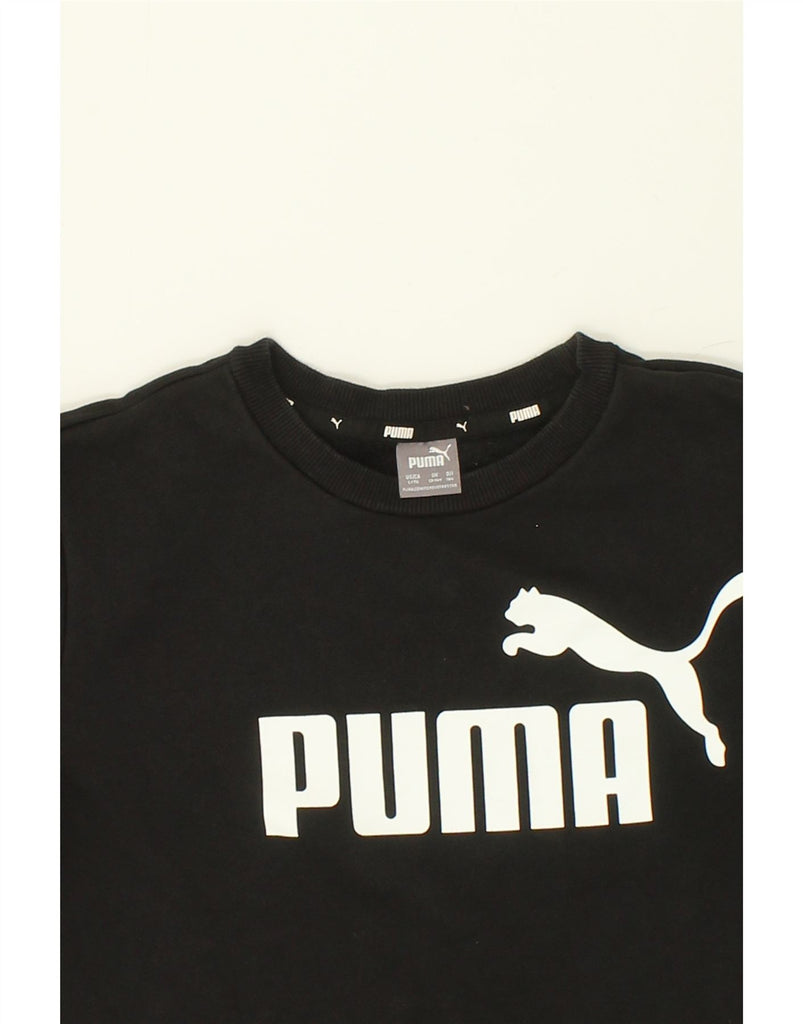 PUMA Boys Graphic Sweatshirt Jumper 13-14 Years Black Cotton | Vintage Puma | Thrift | Second-Hand Puma | Used Clothing | Messina Hembry 