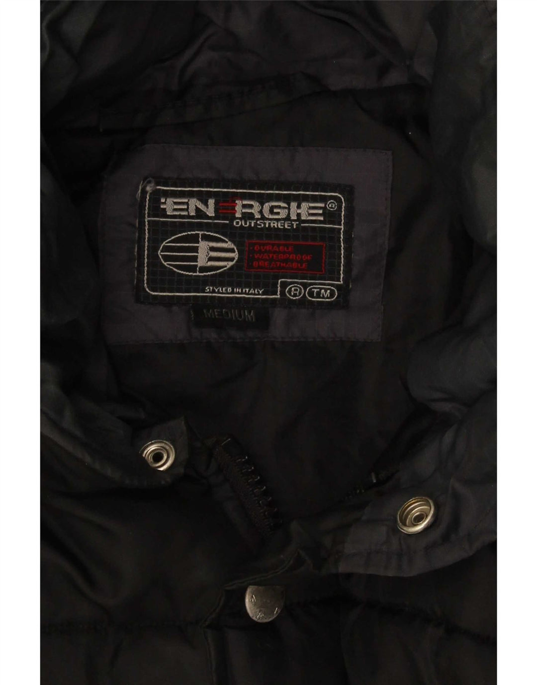 Energie Mens Graphic Hooded Padded Jacket UK 38 Medium Black Nylon