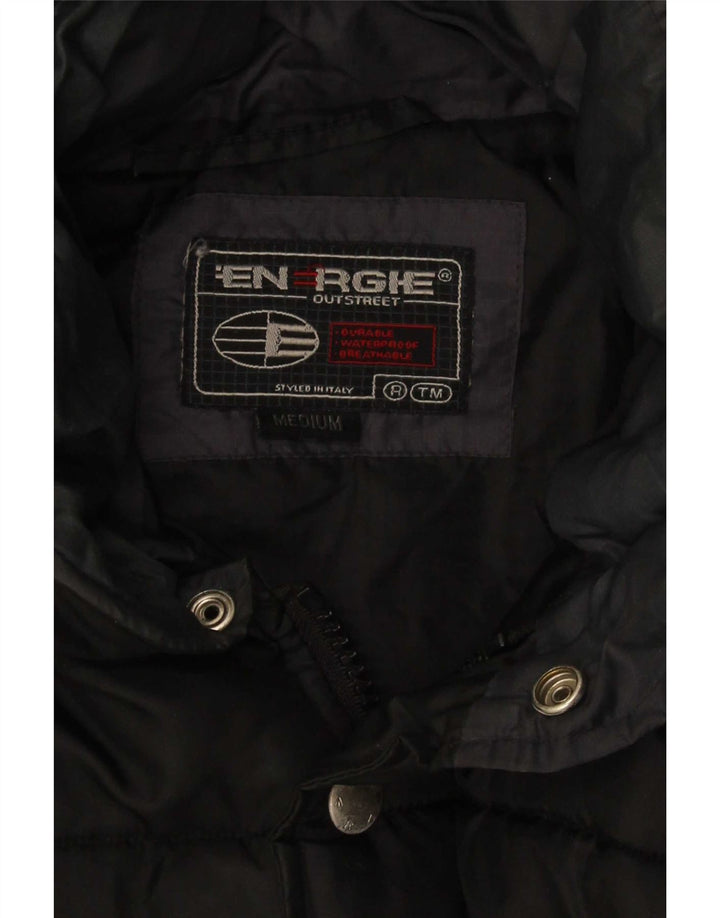 Energie Mens Graphic Hooded Padded Jacket UK 38 Medium Black Nylon