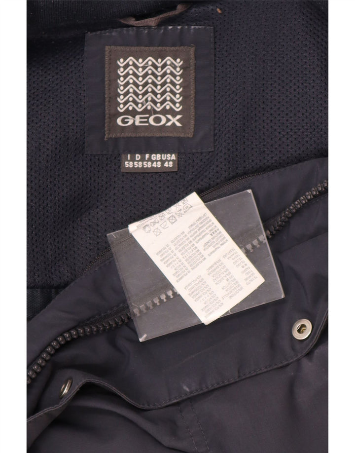 GEOX Mens Hooded Utility Jacket UK 48 4XL Navy Blue Polyamide
