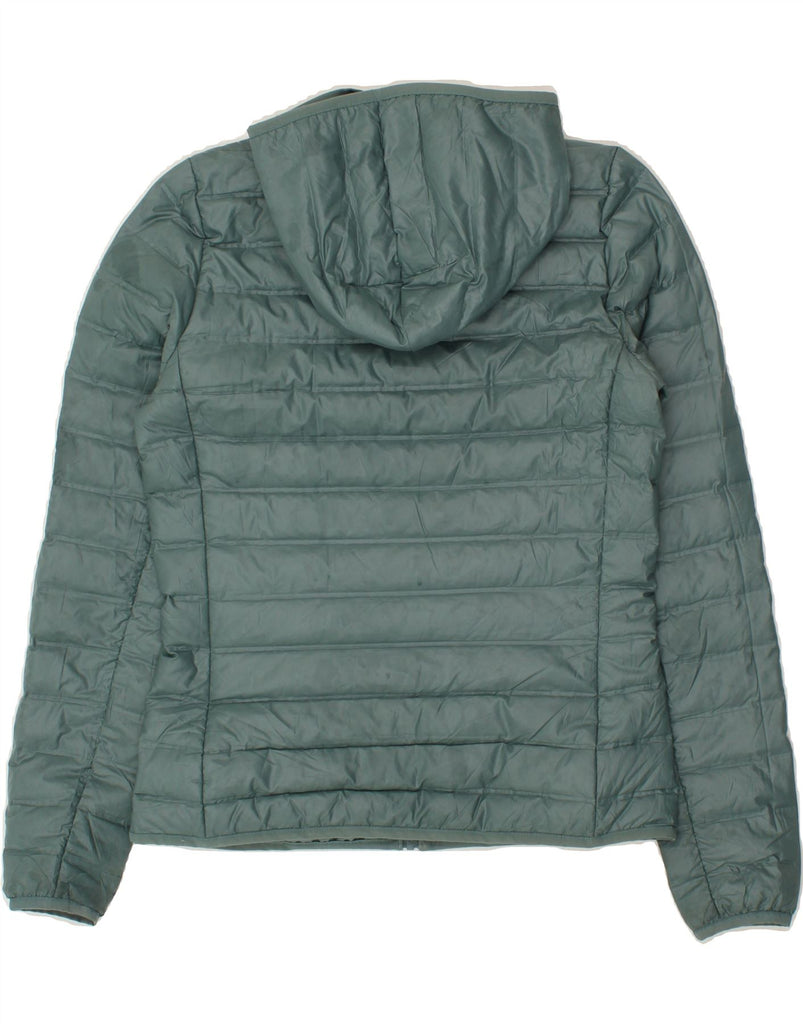 ADIDAS Womens Hooded Padded Jacket UK 10 Small Green Polyester | Vintage Adidas | Thrift | Second-Hand Adidas | Used Clothing | Messina Hembry 