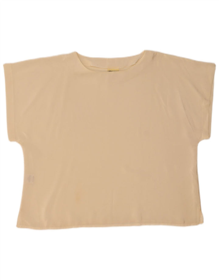 Vintage Womens T-Shirt Top UK 22 2XL Off White Polyester