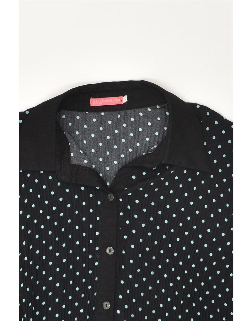 VINTAGE Womens 3/4 Sleeve Shirt Blouse UK 14 Medium Black Polka Dot | Vintage Vintage | Thrift | Second-Hand Vintage | Used Clothing | Messina Hembry 