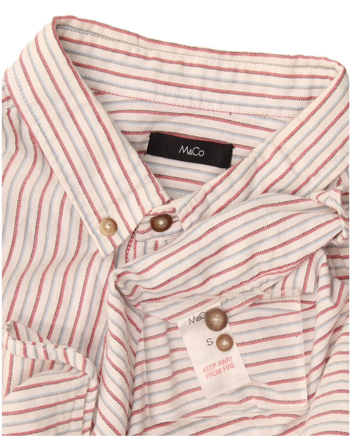 M&Co Mens Shirt Small White Striped Cotton