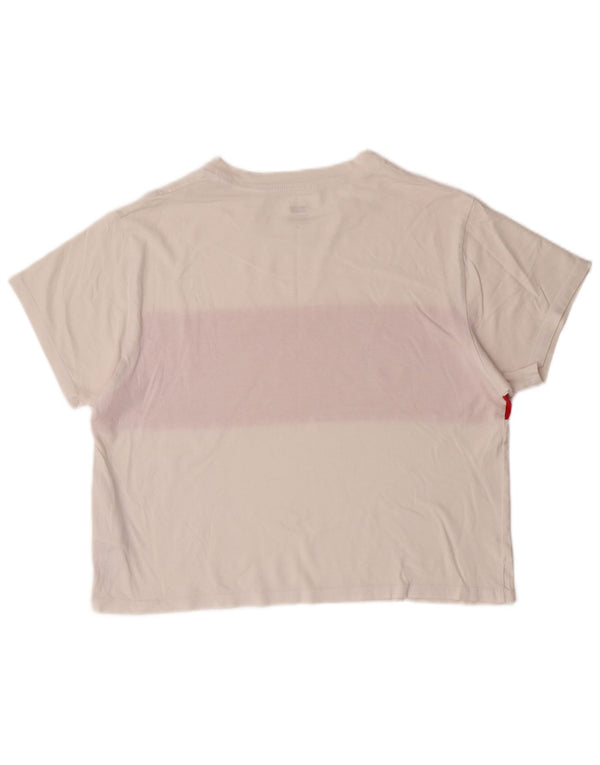 Levi's Womens Crop Graphic T-Shirt Top UK 14 Medium White Colourblock
