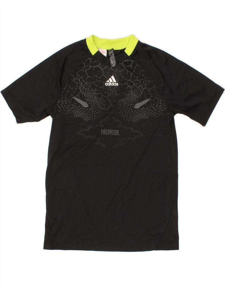ADIDAS Boys T-Shirt Top 11-12 Years Black Polyester Vintage Adidas and Second-Hand Adidas from Messina Hembry 