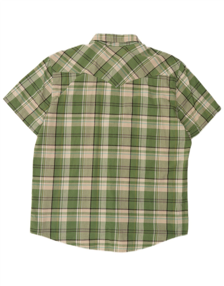 LEVI'S Mens Short Sleeve Shirt Large Green Check Cotton