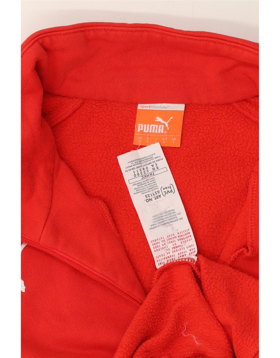 Puma Mens Zip Neck Sweatshirt Jumper Large Red Colourblock Cotton