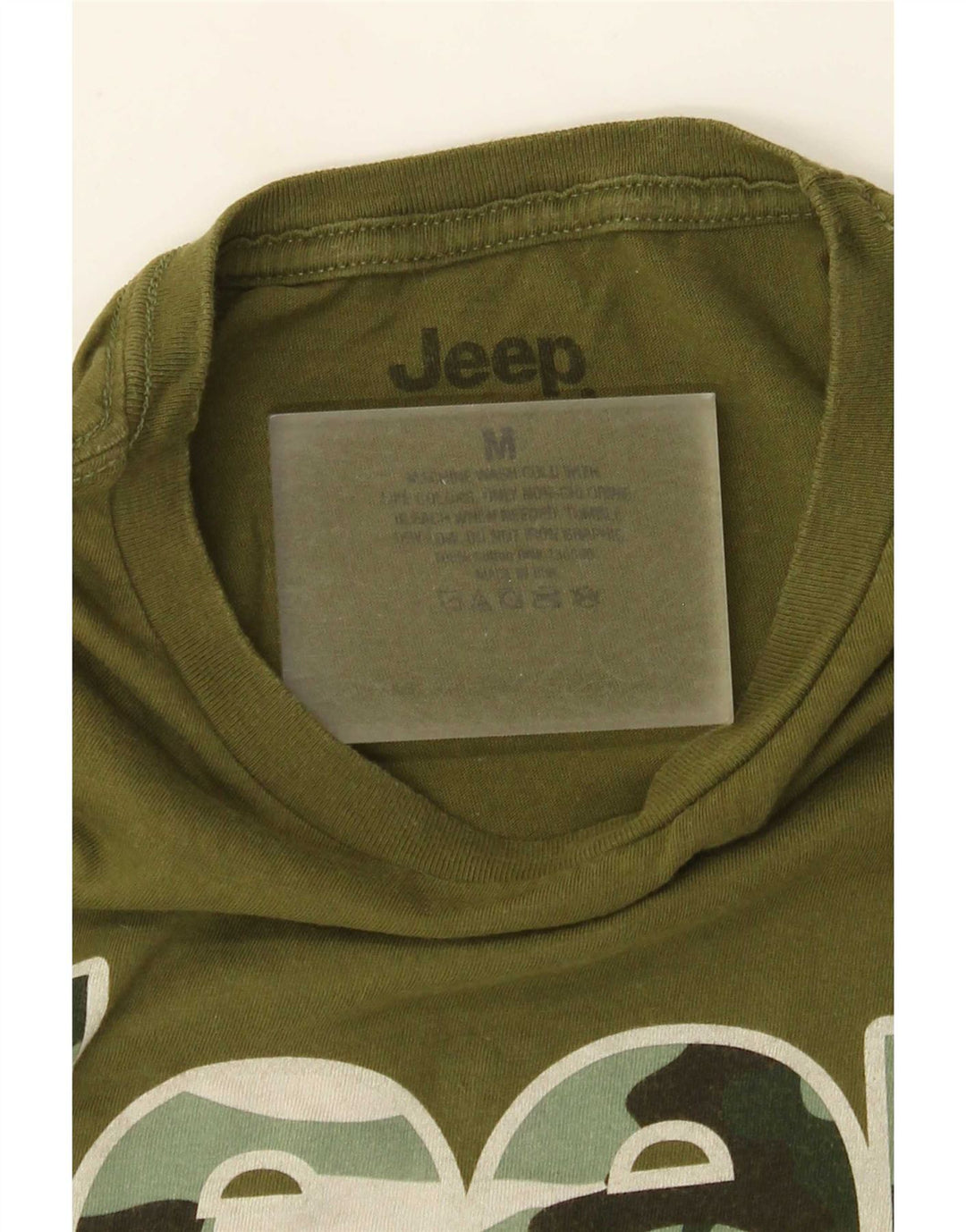 Jeep Mens Regular Graphic T-Shirt Top Medium Green Cotton