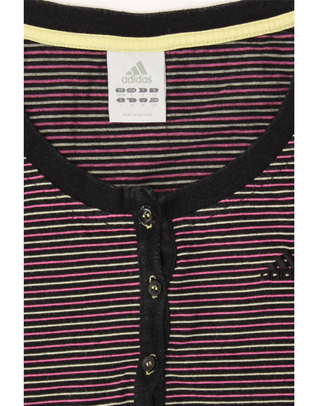 ADIDAS Womens T-Shirt Top UK 8/10 Small Multicoloured Striped Cotton