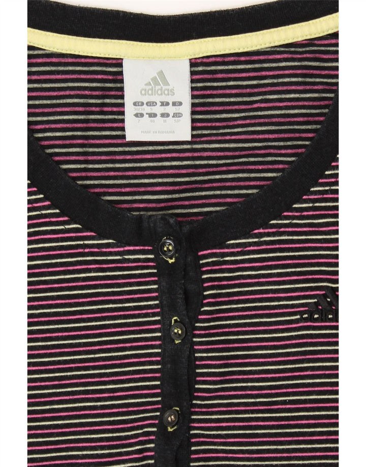ADIDAS Womens T-Shirt Top UK 8/10 Small Multicoloured Striped Cotton