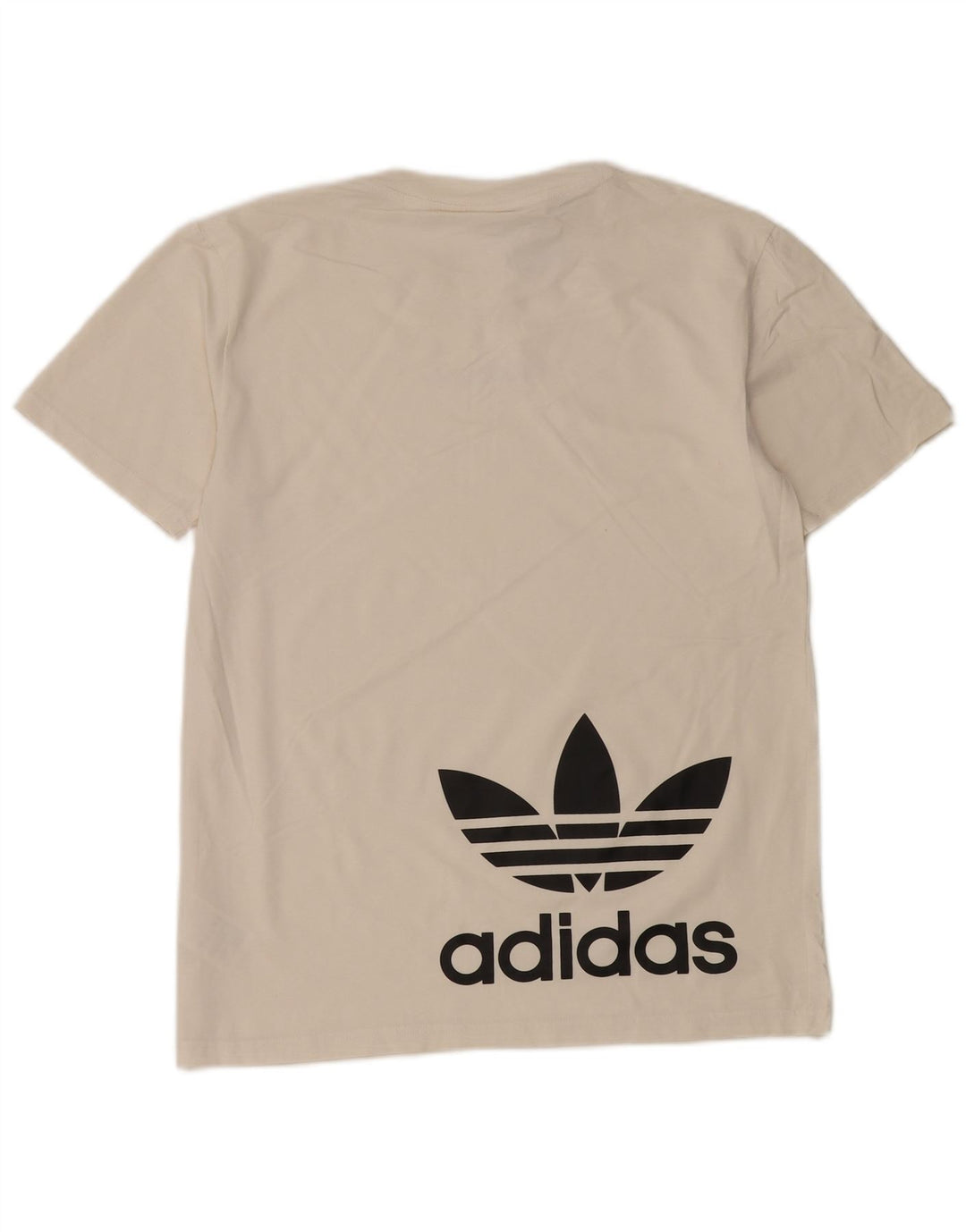 ADIDAS Mens Graphic T-Shirt Top Small Off White Cotton