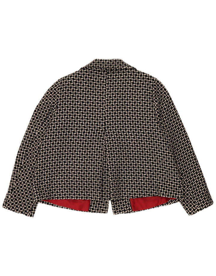 Marks & Spencer Womens 3 Button Blazer Jacket UK 16 Large Black Geometric
