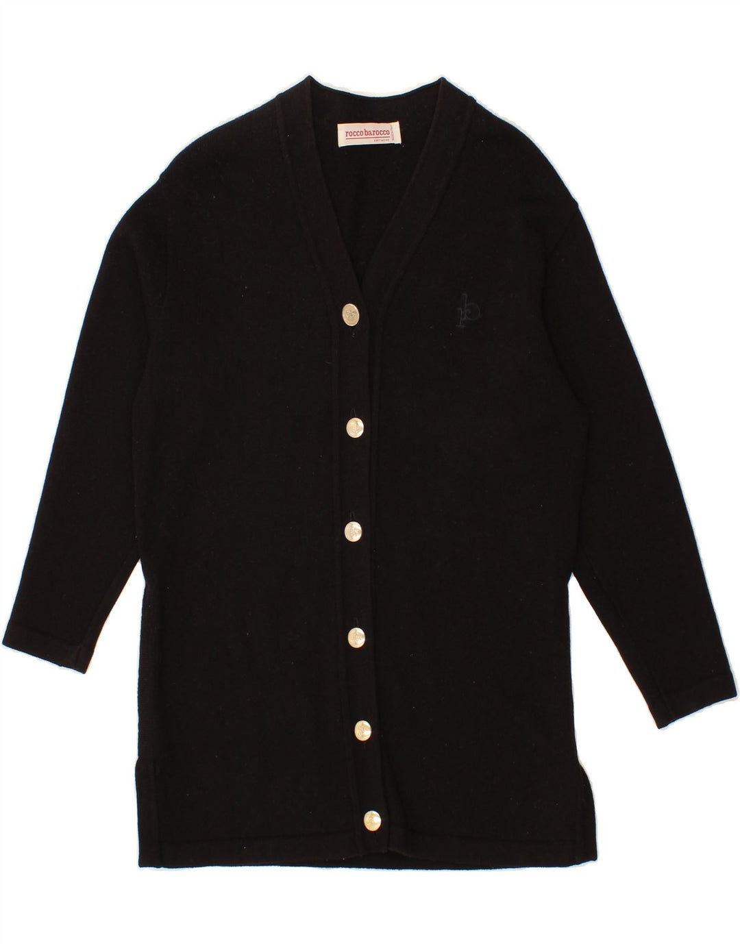 ROCCOBAROCCO Womens Longline Cardigan Sweater US 10 Large Black Vintage Roccobarocco and Second-Hand Roccobarocco from Messina Hembry 
