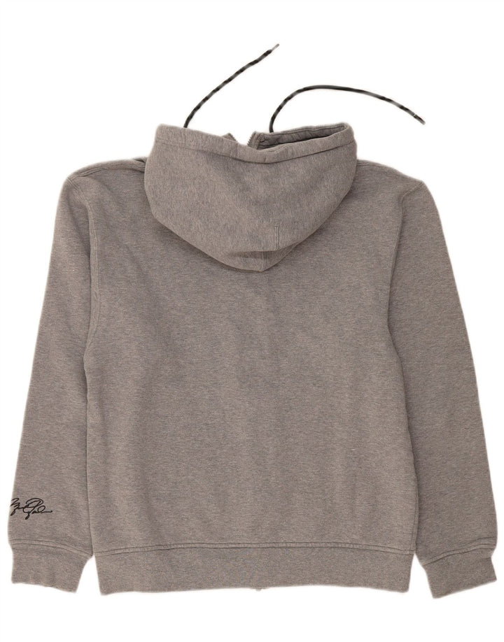 JORDAN Mens Zip Hoodie Sweater Small Grey Flecked Cotton