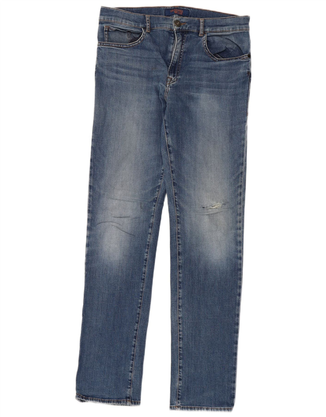 TRUSSARDI Mens Distressed Straight Jeans W33 L33 Blue