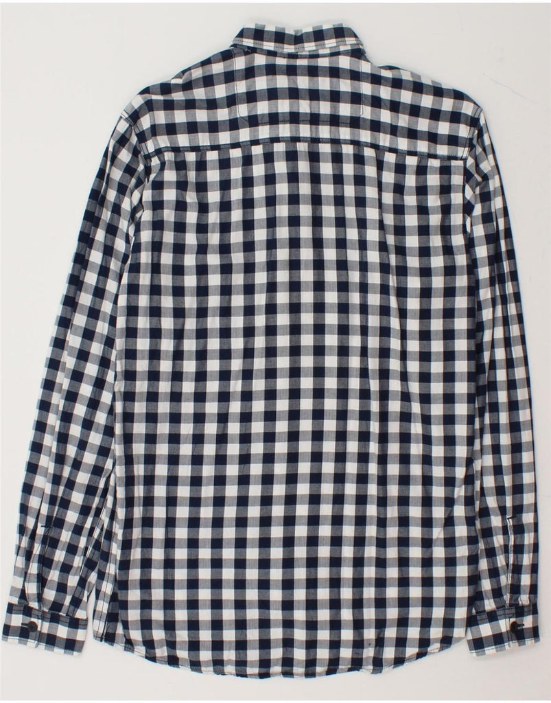 JACK & JONES Mens Shirt Small Navy Blue Gingham Cotton Vintage Jack & Jones and Second-Hand Jack & Jones from Messina Hembry 