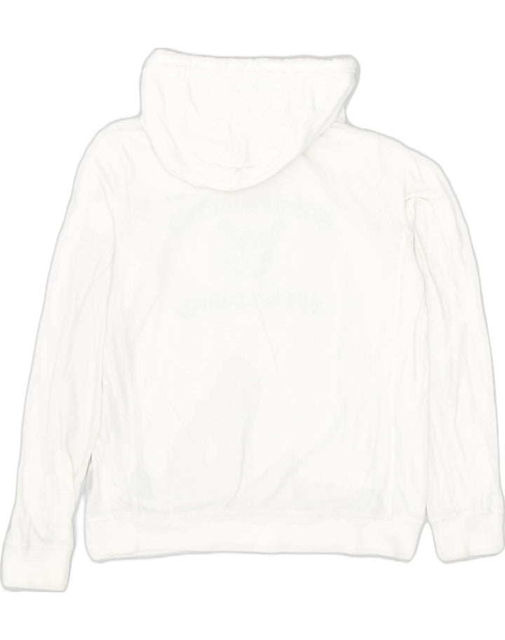 CREW CLOTHING Womens Graphic Hoodie Jumper UK 10 Small White Cotton | Vintage Crew Clothing | Thrift | Second-Hand Crew Clothing | Used Clothing | Messina Hembry 