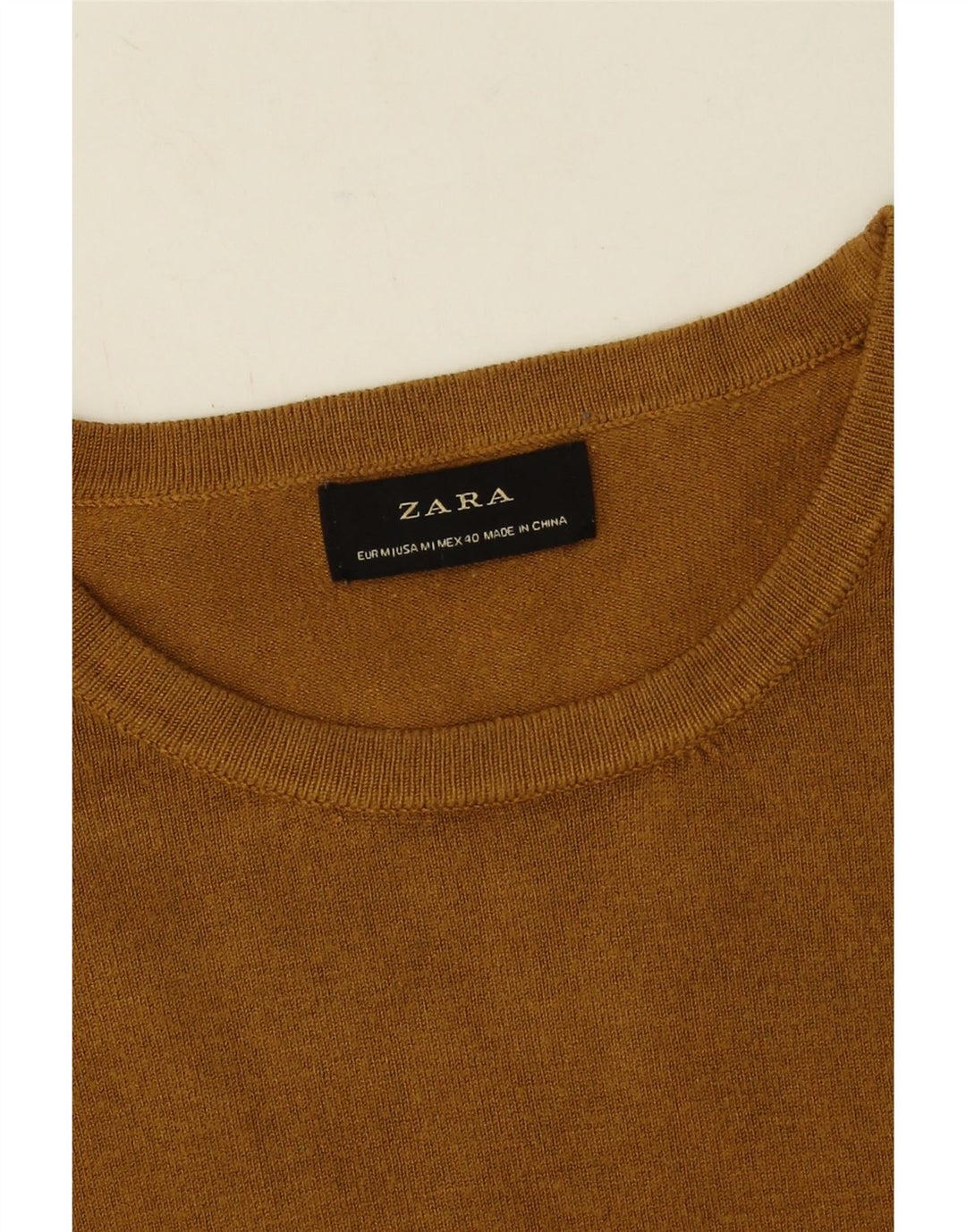 Zara Mens Crew Neck Jumper Sweater Medium Yellow Viscose