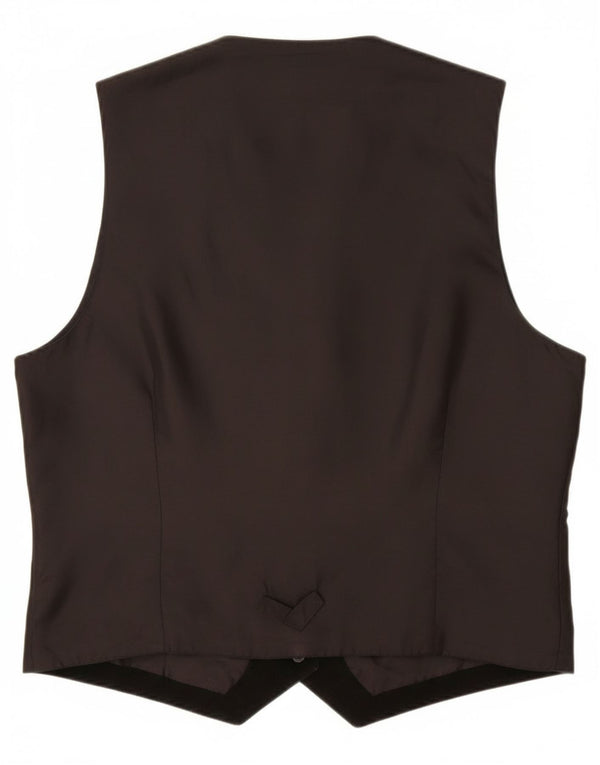 Vintage Mens Suede Waistcoat UK 40 Medium Black Leather