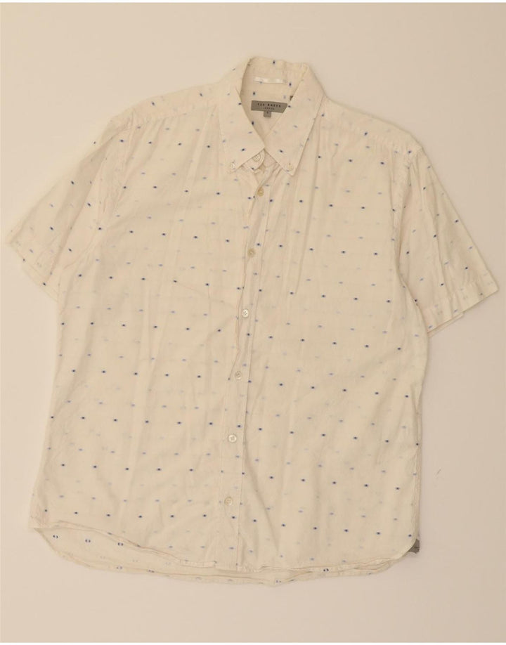 TED BAKER Mens Short Sleeve Shirt Size 4 Large White Spotted Vintage Ted Baker and Second-Hand Ted Baker from Messina Hembry 