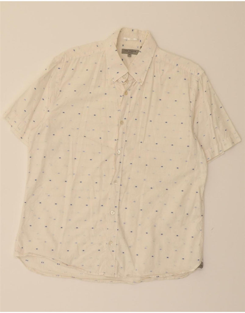 TED BAKER Mens Short Sleeve Shirt Size 4 Large White Spotted Vintage Ted Baker and Second-Hand Ted Baker from Messina Hembry 