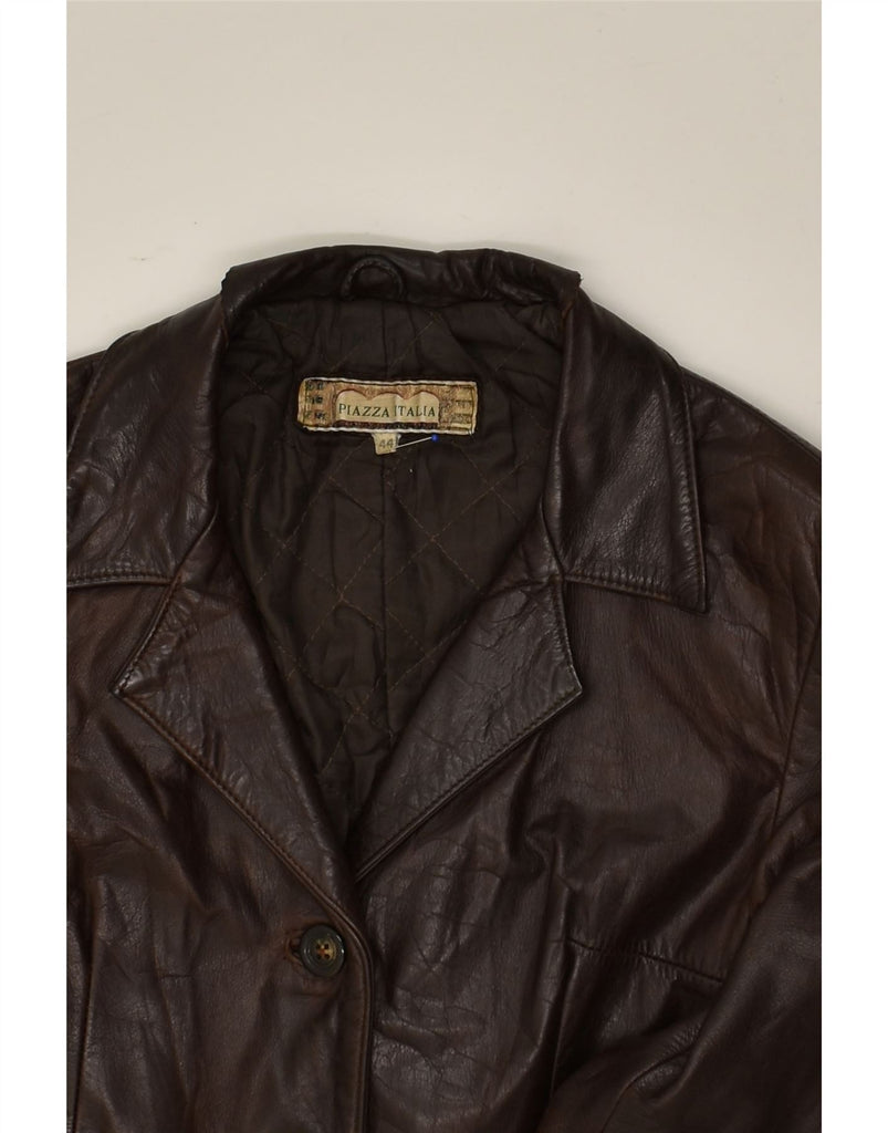 PIAZZA ITALIA Womens Leather Coat IT 44 Medium Brown Leather | Vintage PIAZZA ITALIA | Thrift | Second-Hand PIAZZA ITALIA | Used Clothing | Messina Hembry 