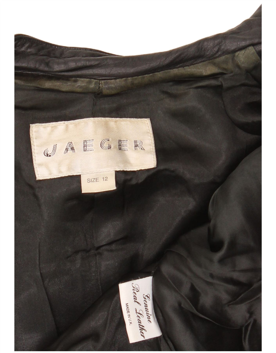 JAEGER Womens Leather Jacket UK 12 Medium Black Leather