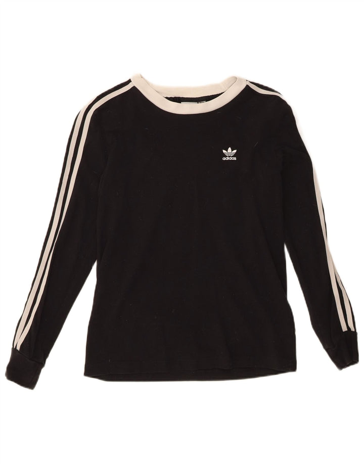 ADIDAS Womens Top Long Sleeve UK 8 Small  Black Cotton