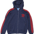 Adidas Mens Graphic Zip Hoodie Sweater Medium Navy Blue Polyester
