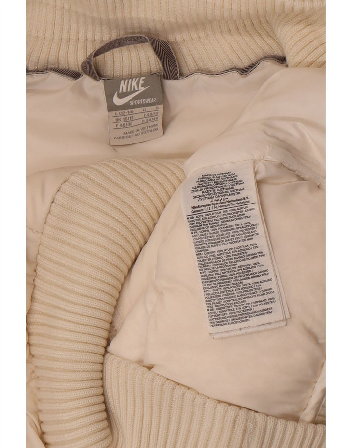 Nike Womens Hooded Padded Jacket UK 16/18 Large Off White Nylon