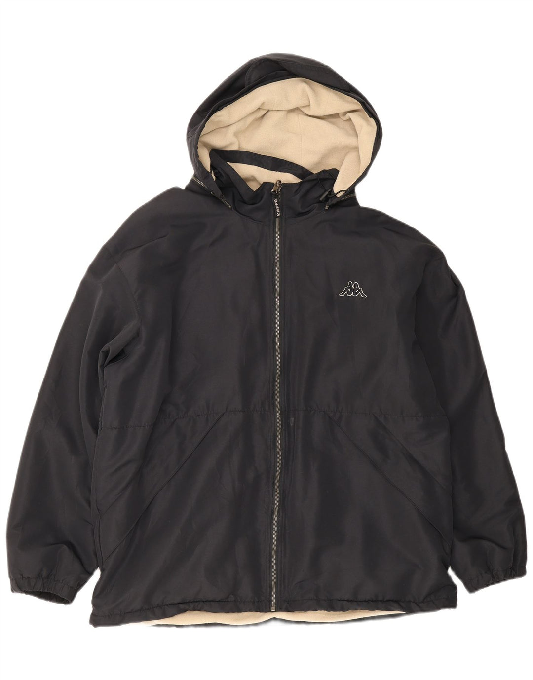Kappa Mens Hooded Loose Fit Reversible Jacket UK 40 Large Black Polyester