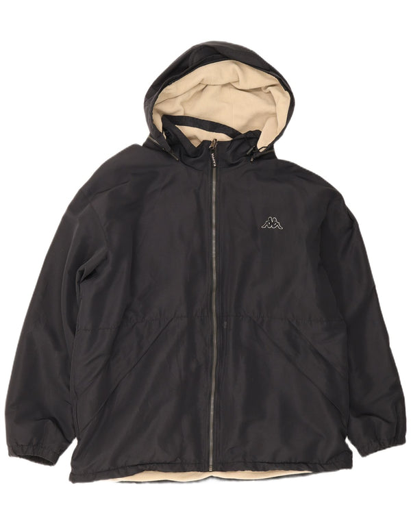 Kappa Mens Hooded Loose Fit Reversible Jacket UK 40 Large Black Polyester
