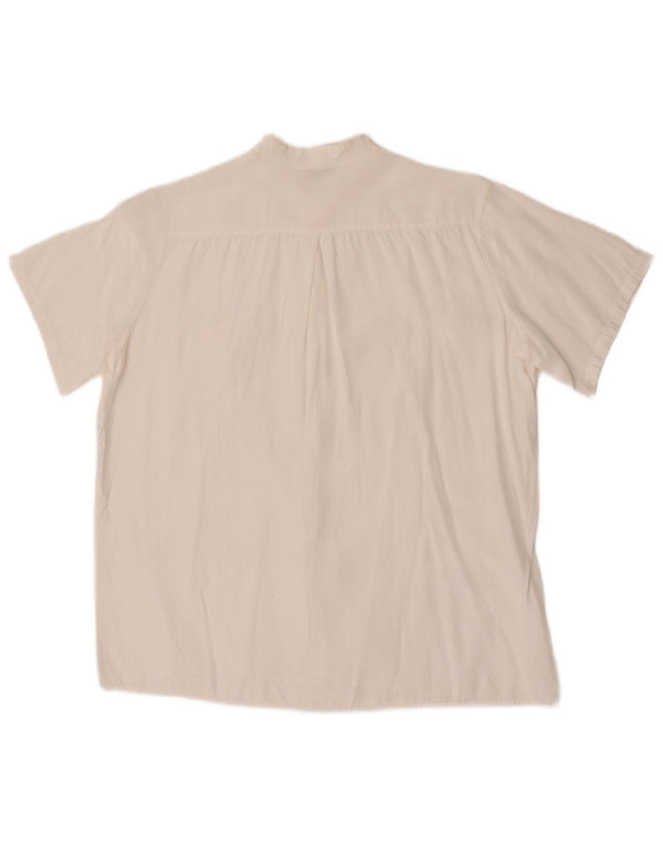 Vintage Womens Short Sleeve Shirt Blouse IT 48 XL White Viscose