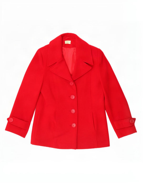 Classics Womens 4 Button Blazer Jacket UK 12 Medium Red Wool