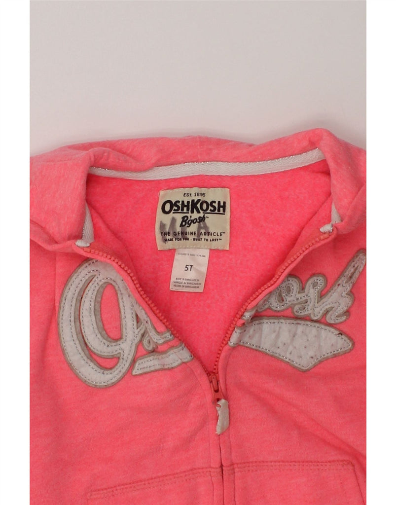 OSH KOSH Girls Graphic Zip Hoodie Sweater 4-5 Years Pink Cotton | Vintage Osh Kosh | Thrift | Second-Hand Osh Kosh | Used Clothing | Messina Hembry 