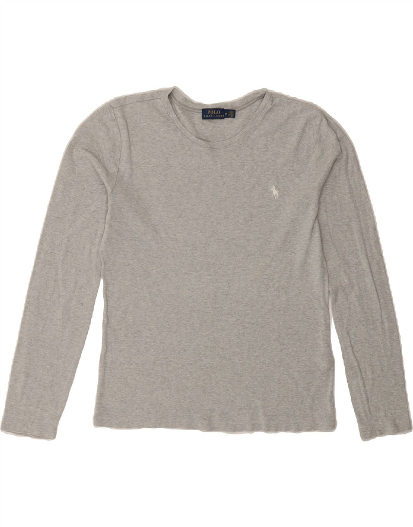 POLO RALPH LAUREN Womens Top Long Sleeve UK 12 Medium Grey Cotton Vintage Polo Ralph Lauren and Second-Hand Polo Ralph Lauren from Messina Hembry 